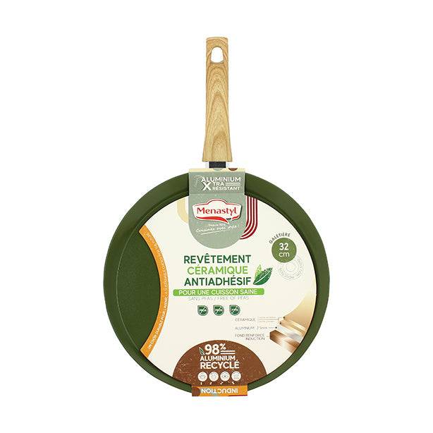 GALÉTIÈRE OLIVE 32CM ALUMINIUM RECYCLÉ INDUCTION – Crêpière – HygiRéa