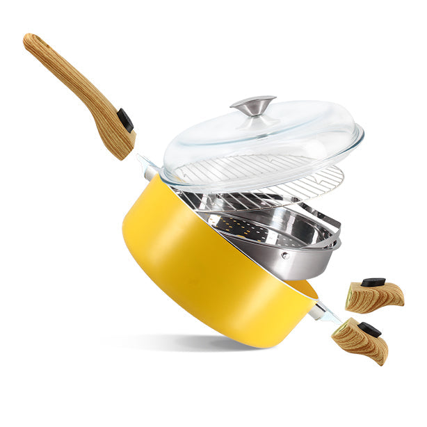 SET CULINAIRE MULTI- USAGE SAFRAN 28CM EN ALUMINIUM RECYCLÉ – Faitout, traiteur et marmite – HygiRéa