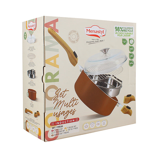 SET CULINAIRE MULTI- USAGE NOISETTE 28CM EN ALUMINIUM RECYCLÉ – Faitout, traiteur et marmite – HygiRéa