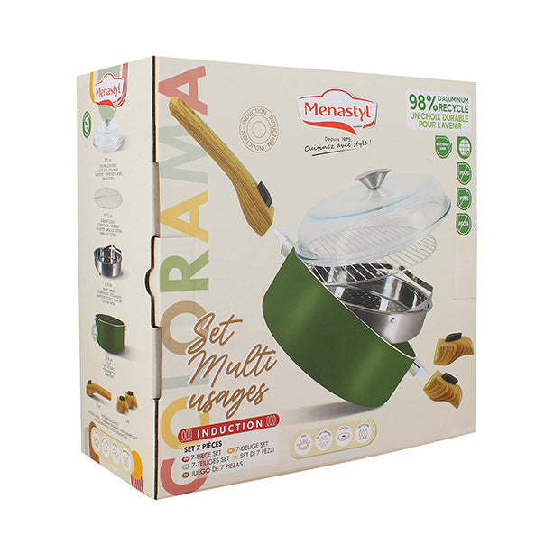 SET CULINAIRE MULTI- USAGE OLIVE 28CM EN ALUMINIUM RECYCLÉ – Faitout, traiteur et marmite – HygiRéa