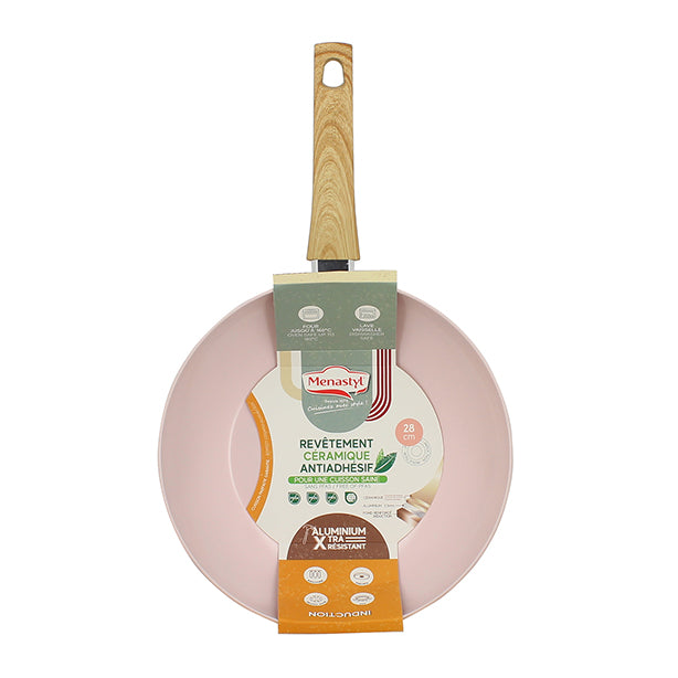 WOK ROSE 28CM EN ALUMINIUM RECYCLÉ INDUCTION – Poêle, poêlon et sauteuse – HygiRéa