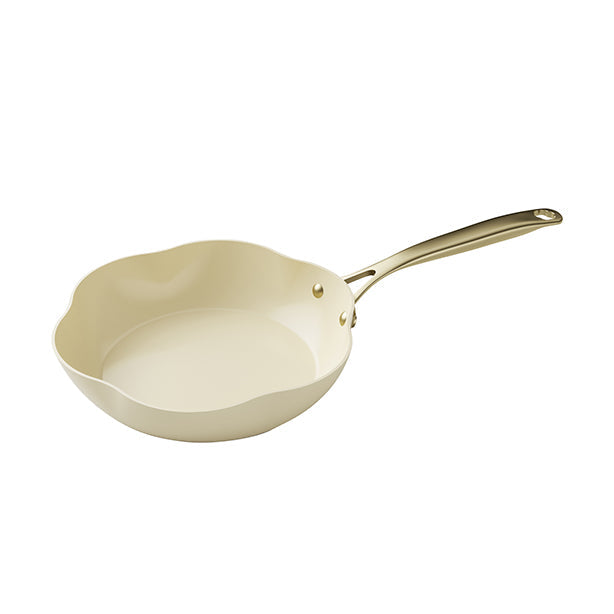 POELE DAHLIA 24CM EN ALUMINIUM RECYCLÉ BEIGE – Poêle, poêlon et sauteuse – HygiRéa