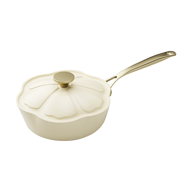 SAUTEUSE DAHLIA 24CM EN ALUMINIUM RECYCLÉ BEIGE – Poêle, poêlon et sauteuse – HygiRéa