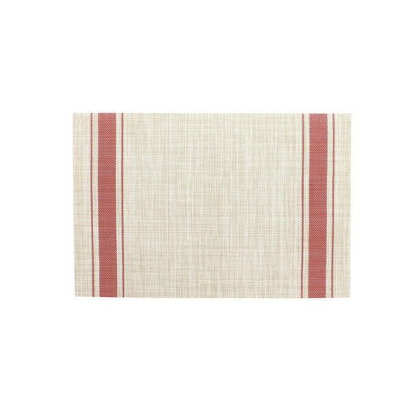 SET DE TABLE TISSÉ 45X30CM EN PVC ROUGE ET BEIGE – Accessoire de table – HygiRéa