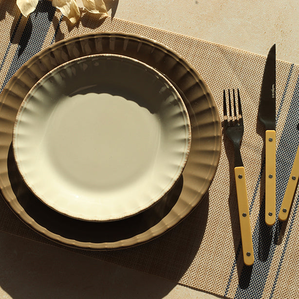 SET DE TABLE TISSÉ 45X30CM EN PVC BLEU ET BEIGE – Accessoire de table – HygiRéa