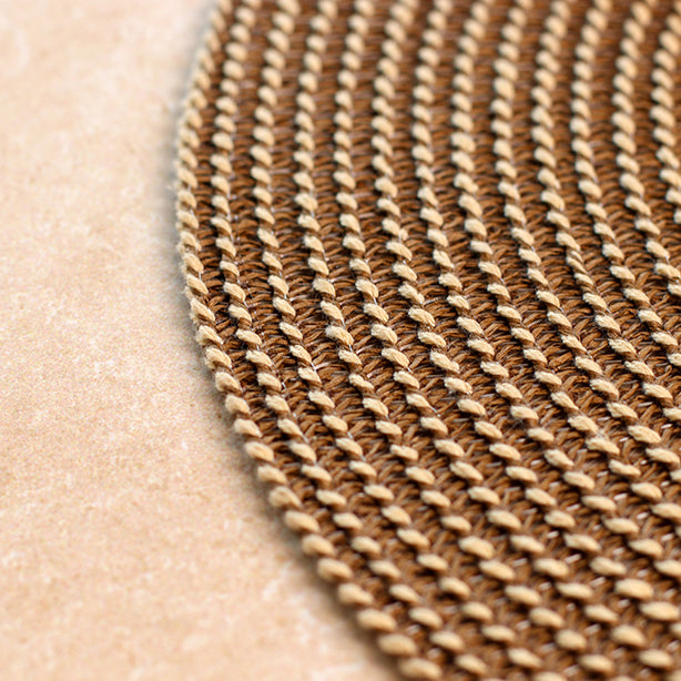 SET DE TABLE TISSÉ ROND 36CM EN PAPIER ET COTON NATUREL ET MARRON – Accessoire de table – HygiRéa