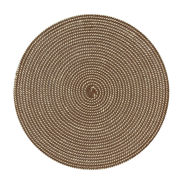 SET DE TABLE TISSÉ ROND 36CM EN PAPIER ET COTON NATUREL ET MARRON – Accessoire de table – HygiRéa