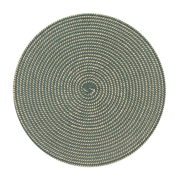 SET DE TABLE TISSÉ ROND 36CM EN PAPIER ET COTON NATUREL ET VERT – Accessoire de table – HygiRéa