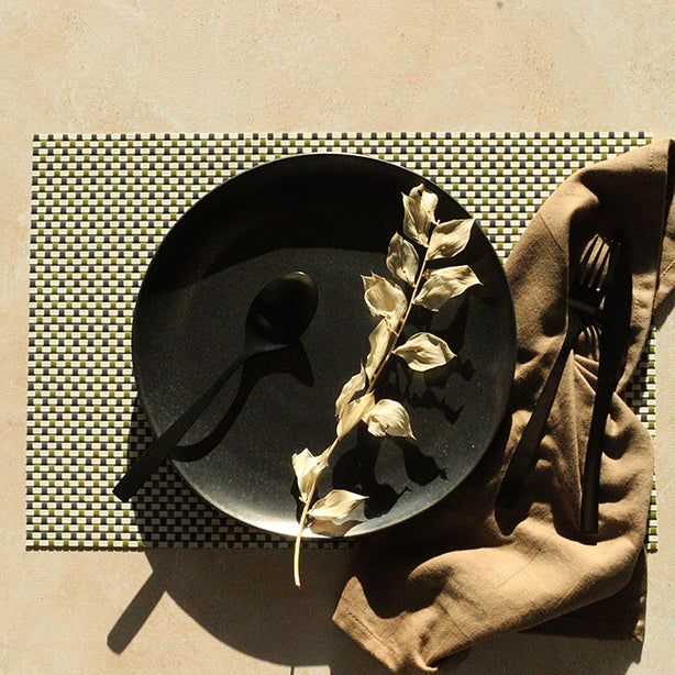 SET DE TABLE TISSÉ 45X30CM EN PVC VERT – Accessoire de table – HygiRéa