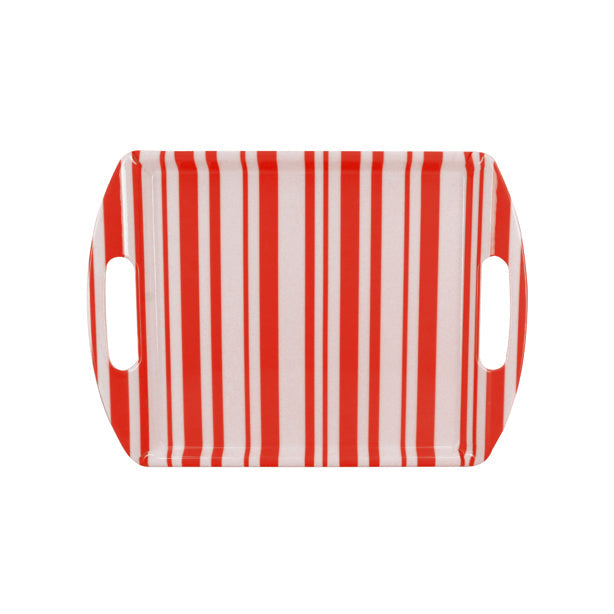 PLATEAU RECTANGLE BAYADÈRE 35X26CM EN MÉLAMINE ROUGE – Accessoire de table – HygiRéa