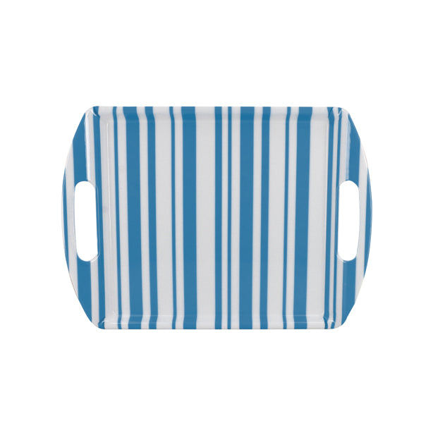 PLATEAU RECTANGLE BAYADÈRE 35X26CM EN MÉLAMINE BLEU – Accessoire de table – HygiRéa