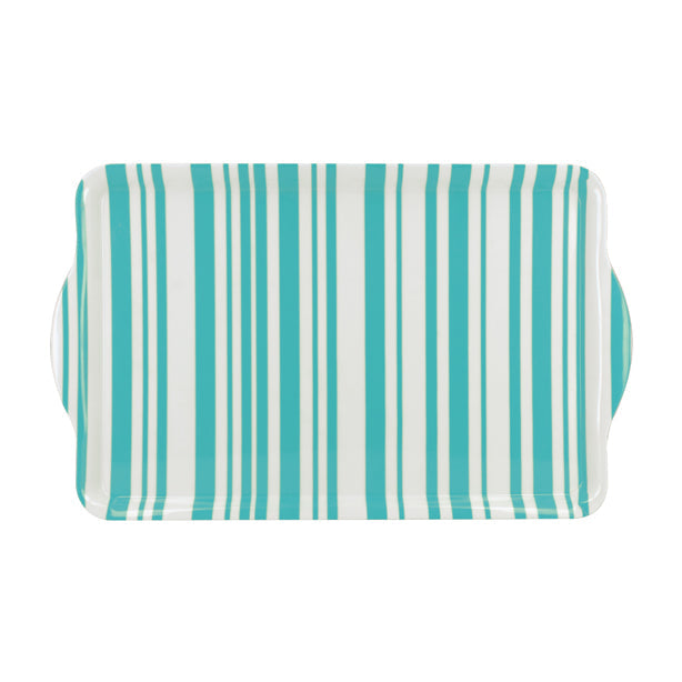 PLATEAU RECTANGLE BAYADÈRE 49X30CM EN MÉLAMINE VERT – Accessoire de table – HygiRéa