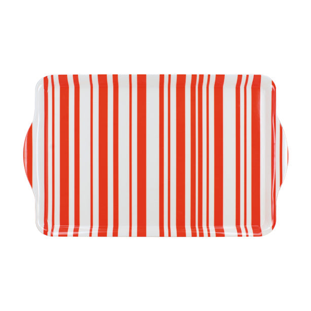 PLATEAU RECTANGLE BAYADÈRE 49X30CM EN MÉLAMINE ROUGE – Accessoire de table – HygiRéa