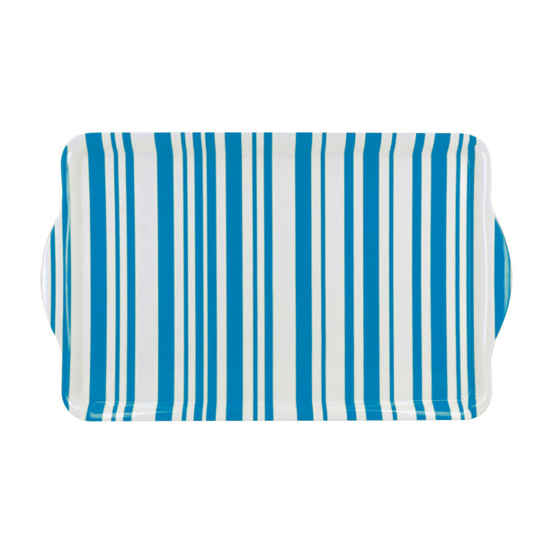 PLATEAU RECTANGLE BAYADÈRE 49X30CM EN MÉLAMINE BLEU – Accessoire de table – HygiRéa
