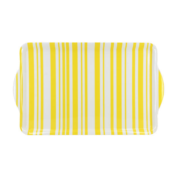 PLATEAU RECTANGLE BAYADÈRE 49X30CM EN MÉLAMINE JAUNE – Accessoire de table – HygiRéa