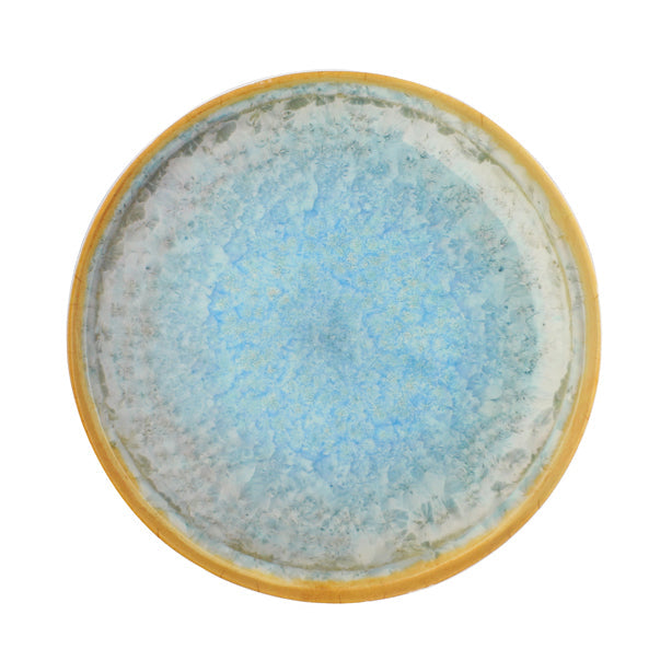 ASSIETTE PLATE RIVAGE 27.5CM EN MÉLAMINE BLEU ET JAUNE – Assiette – HygiRéa