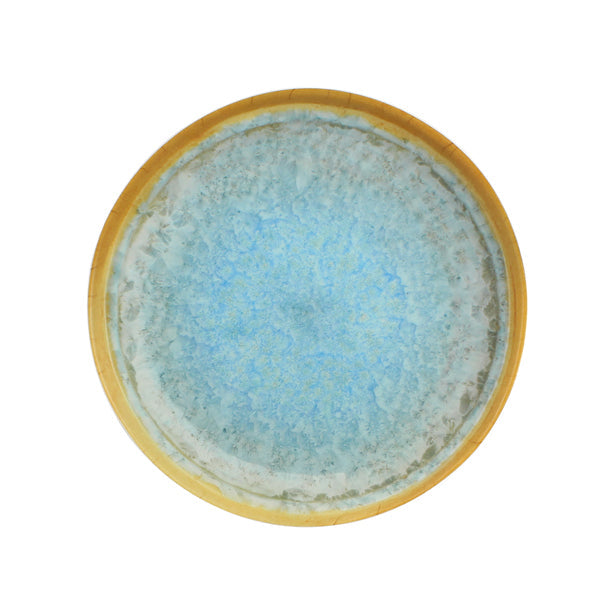 ASSIETTE DESSERT RIVAGE 23CM EN MÉLAMINE BLEU ET JAUNE – Assiette – HygiRéa