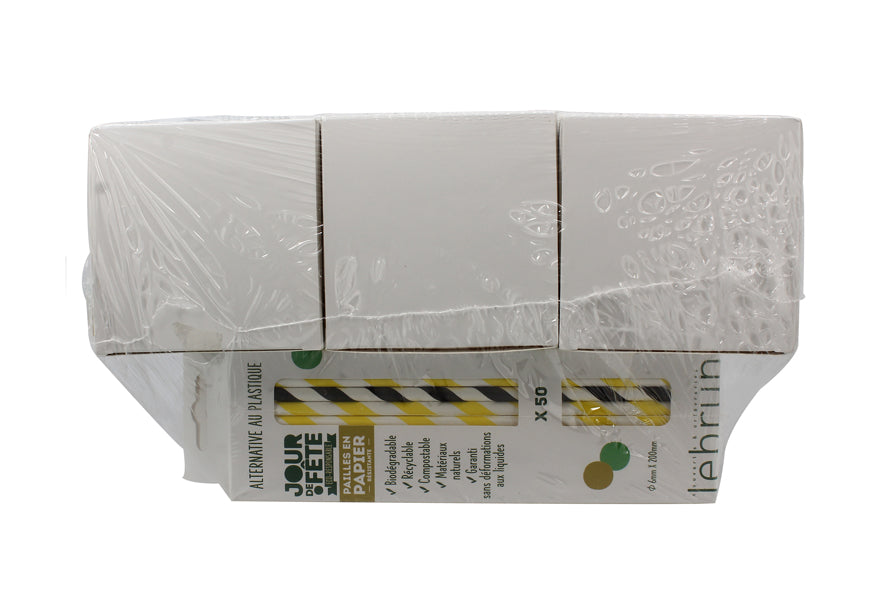 PAILLE PAPIER COULEUR BOITE DE 250 PIECES NOIR KRAFT OU PANACHE – Accessoire du bar – HygiRéa