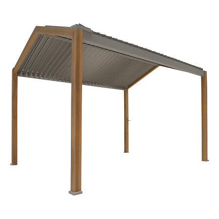 Pergola Ecozia 4 x 3 m aluminium effet bois par traitement thermique