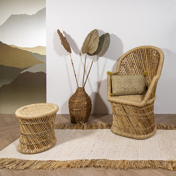 FAUTEUIL BAMBOU NATUREL 70X68X110CM DOSSIER HAUT ZAMZEBE – Les assises – HygiRéa