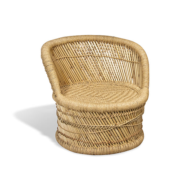 POUF AVEC DOSSIER BAS EN BAMBOU TRESSE NATUREL 59X59X60CM ZAMZEBE – Les assises – HygiRéa