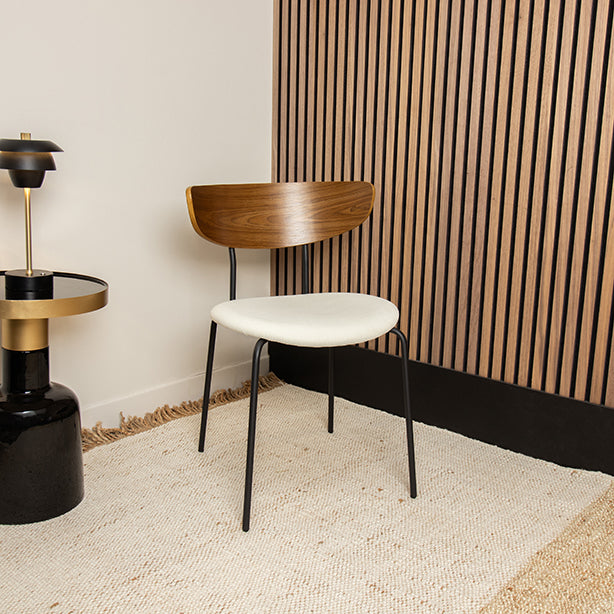 CHAISE EN BOIS METAL ET VELOURS COTELÉ ECRU RIVA – Les assises – HygiRéa