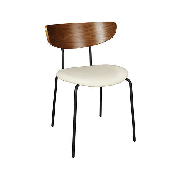 CHAISE EN BOIS METAL ET VELOURS COTELÉ ECRU RIVA – Les assises – HygiRéa