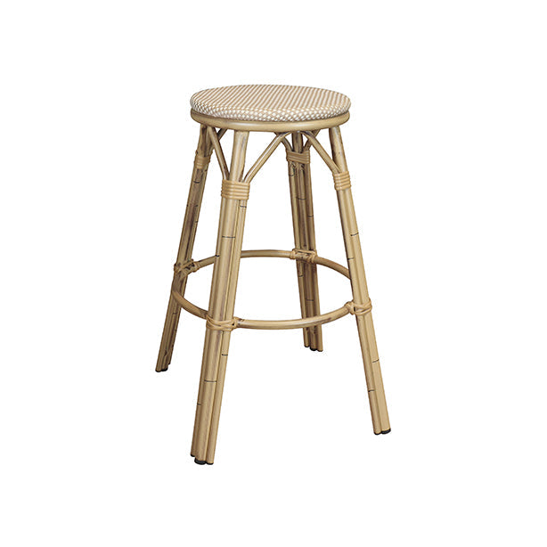 TABOURET BAR TEXTILENE STRUCTURE ALUMINIUM ASPECT BAMBOU AMALFI – Les assises – HygiRéa