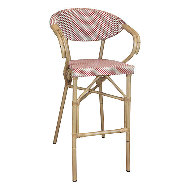 FAUTEUIL BAR TEXTILENE ROUGE STRUCTURE ALUMINIU M ASPECT BAMBOU AMALFI – Les assises – HygiRéa