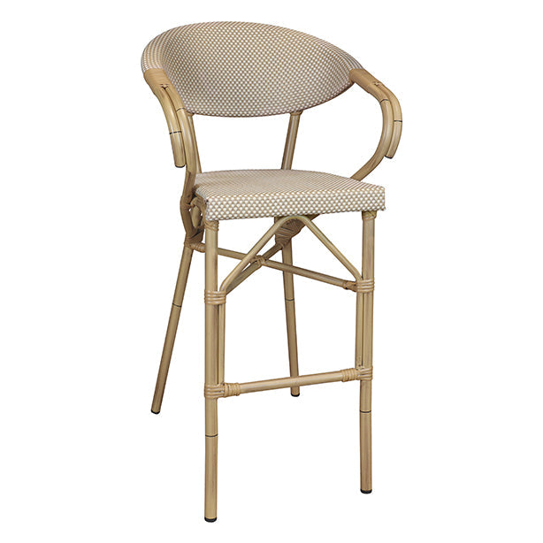 FAUTEUIL BAR TEXTILENE BEIGE STRUCTURE ALUMINIU M ASPECT BAMBOU AMALFI – Les assises – HygiRéa