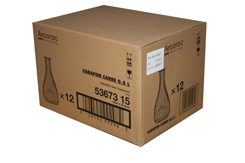 CARAFON CARRE 0,5L SANS BOUCHON ARCOROC – Carafe, pichet et bouteille – HygiRéa