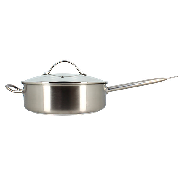 SAUTEUSE PROFESSIONNEL 28CM EN ACIER INOXYDABLE AVEC COUVERCLE EN VERRE – Poêle, poêlon et sauteuse – HygiRéa