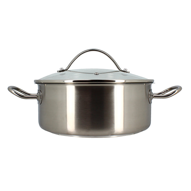 MARMITE PROFESSIONNEL 24CM EN ACIER INOXYDABLE AVEC COUVERCLE EN VERRE – Faitout, traiteur et marmite – HygiRéa
