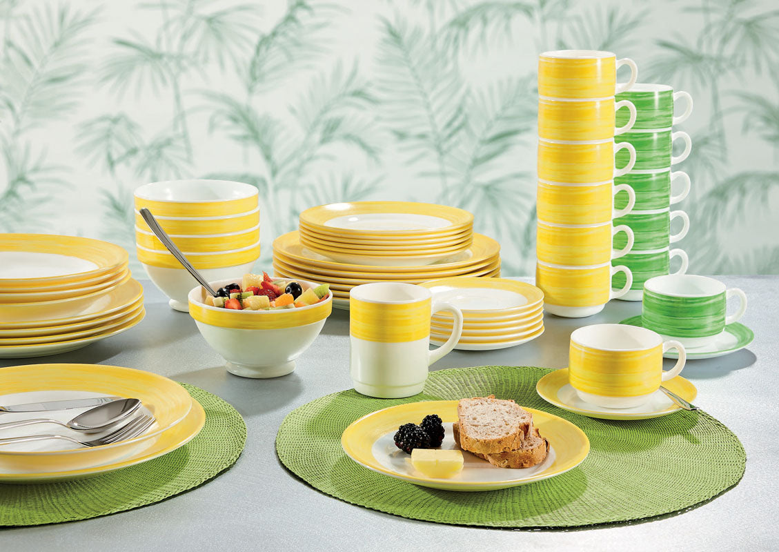 ASSIETTE PLATE BRUSH JAUNE 23,5CM – Assiette – HygiRéa