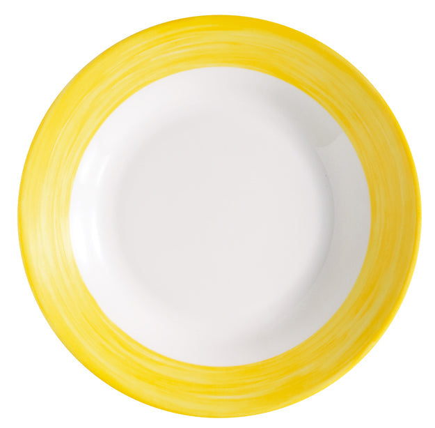 ASSIETTE CREUSE BRUSH JAUNE 22,5CM – Assiette – HygiRéa
