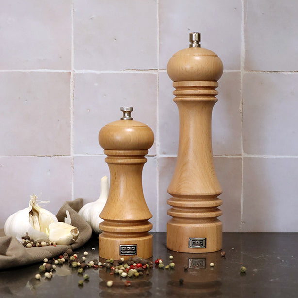 MOULIN À SEL PROFESSIONNEL 15CM EN BOIS DE HÊTRE NATUREL – Moulin et condiment – HygiRéa