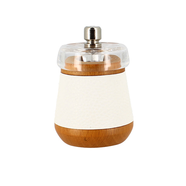 MOULIN À SEL 8.5CM EN BOIS DE HÊTRE EFFET CUIR BLANC – Moulin et condiment – HygiRéa