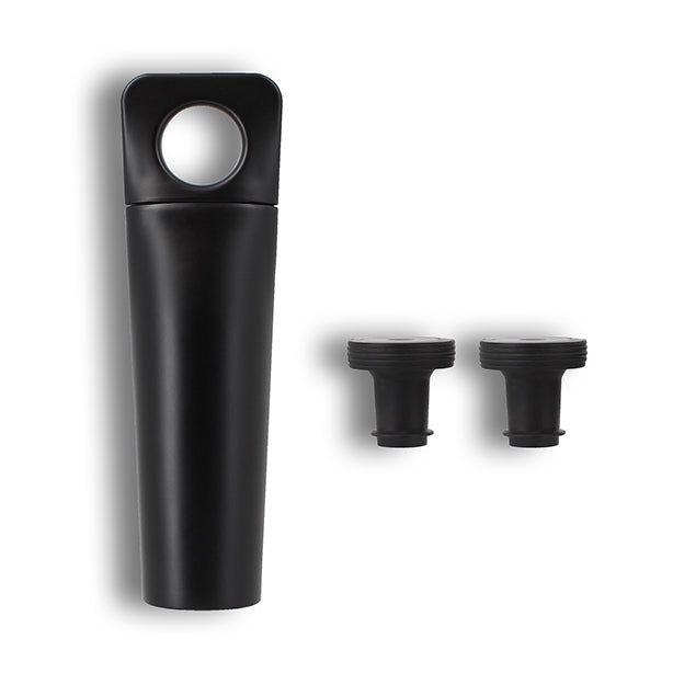 POMPE À VIN DELUXE NOIR MAT AVEC 2 BOUCHONS EN SILICONE – Accessoire du vin – HygiRéa