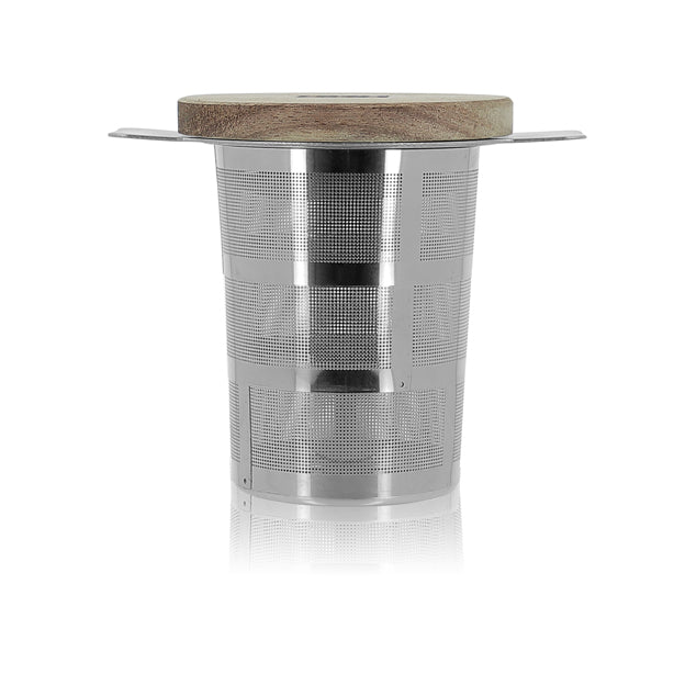 INFUSEUR À THÉ LUKE EN INOX RETRACTABLE ET COUVERCLE EN ACACIA – Café et thé – HygiRéa