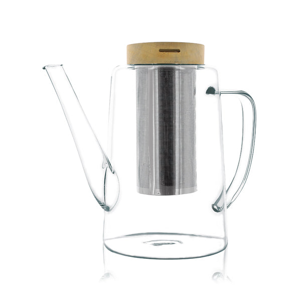 THÉIÈRE GUSTAVE 1200ML EN VERRE BOROSILICATE ET COUVERCLE BOIS – Café et thé – HygiRéa