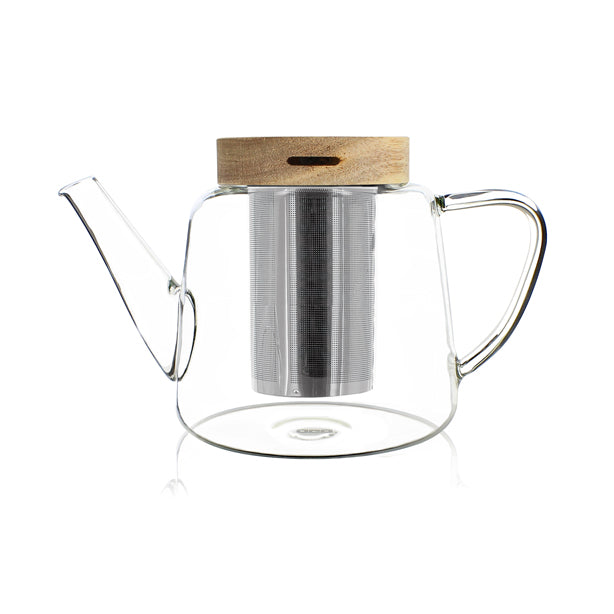 THÉIÈRE GUSTAVE EN VERRE BOROSILICATE ET COUVERCLE BOIS 680ML – Café et thé – HygiRéa