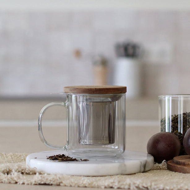 TISANIÈRE GUSTAVE EN VERRE BOROSILICATE 300ML OGO – Café et thé – HygiRéa