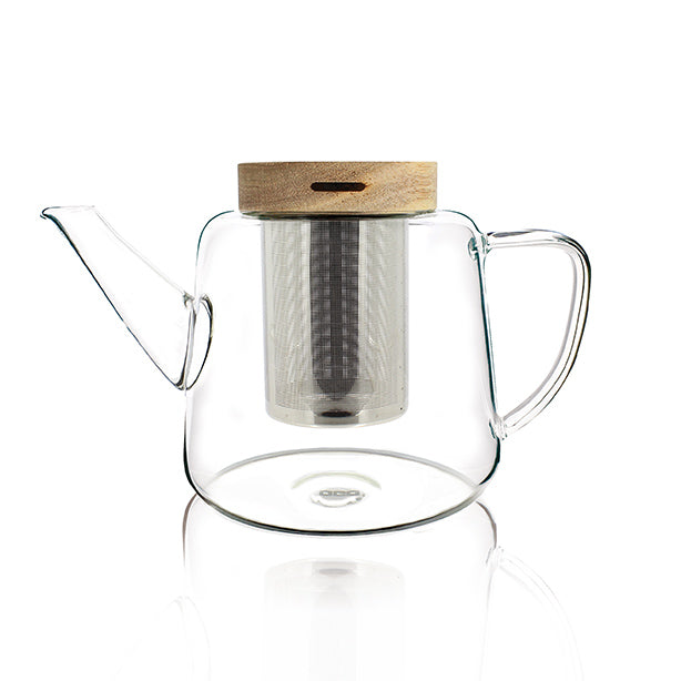 THÉIÈRE GUSTAVE 1000ML EN VERRE BOROSILICATE ET COUVERCLE BOIS – Café et thé – HygiRéa