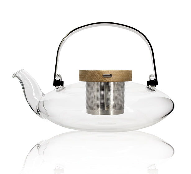 THÉIÈRE SOPHIA 500ML EN VERRE BOROSILICATE AVEC COUVERCLE ACACIA – Café et thé – HygiRéa