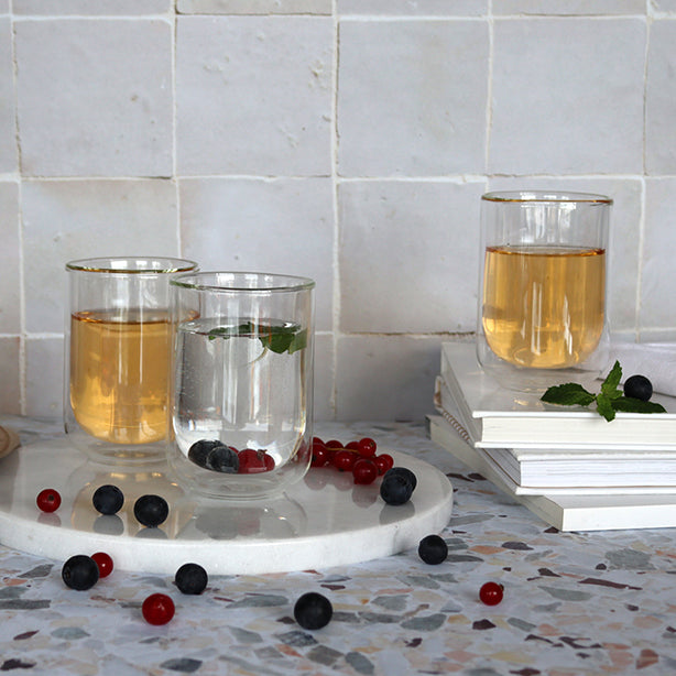 LOT 2 TASSES HELYA 25CL EN VERRE BOROSILICATE DOUBLE PAROI – Café et thé – HygiRéa