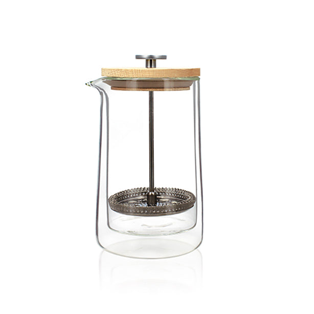 CAFETIÈRE PISTON OCTAVE 500ML EN VERRE DOUBLE PAROI COUVERCLE BOIS – Café et thé – HygiRéa