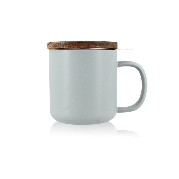 TISANIÈRE JULIET 300ML EN GRÈS GRIS PERLE AVEC COUVERCLE BOIS D'ACACIA – Café et thé – HygiRéa