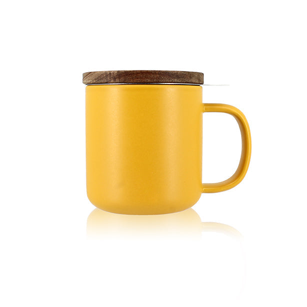 TISANIÈRE JULIET 300ML EN GRÈS JAUNE AVEC COUVERCLE BOIS D'ACACIA – Café et thé – HygiRéa