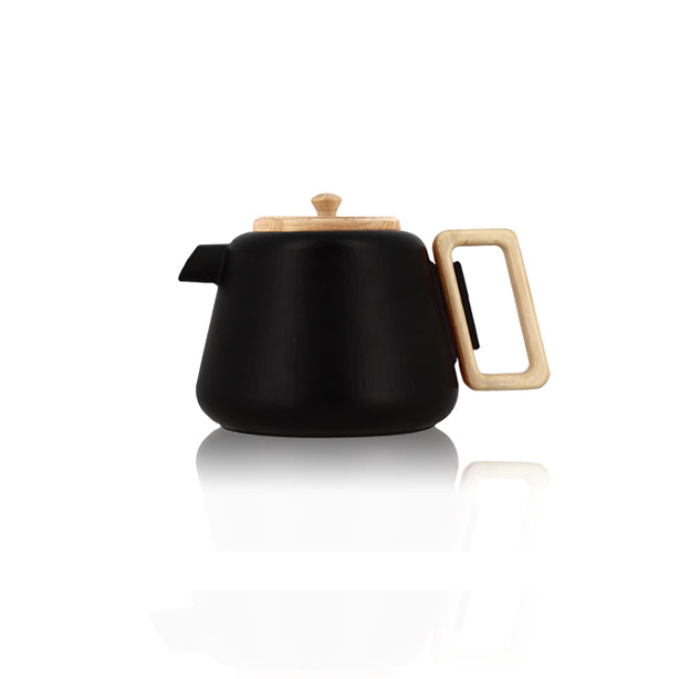 THÉIÈRE VIGGO 500ML EN FONTE NOIR AVEC POIGNÉE COUVERCLE BOIS – Café et thé – HygiRéa