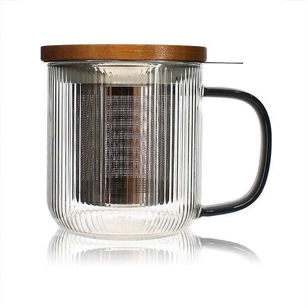TISANIÈRE KARL 300ML EN VERRE BOROSILICATE ANSE GRAPHITE – Café et thé – HygiRéa